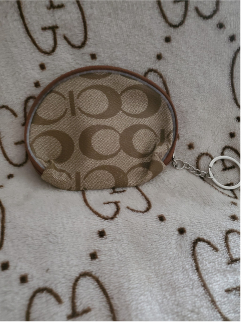 Coach Style Round Coin Pouch Key Ring
